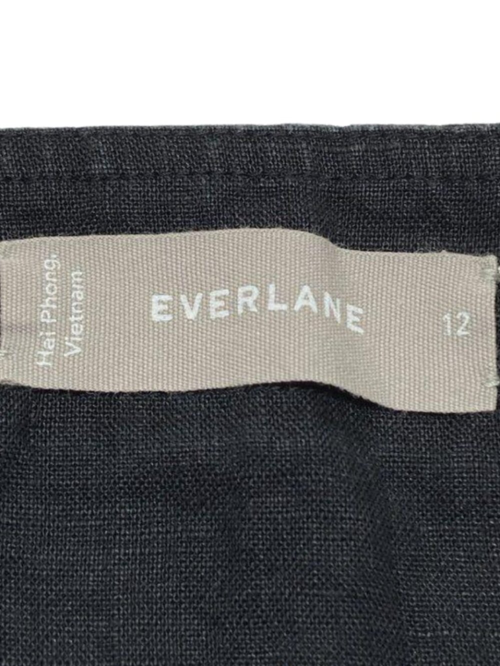 Everlane Black Linen Square Neck Button Front Tank Top Size 12 - Picture 5 of 7